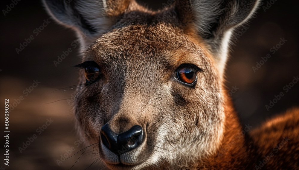 Deer looking at camera, close up portrait generated by AI Deer looking at camera, close up portrait generated by AI