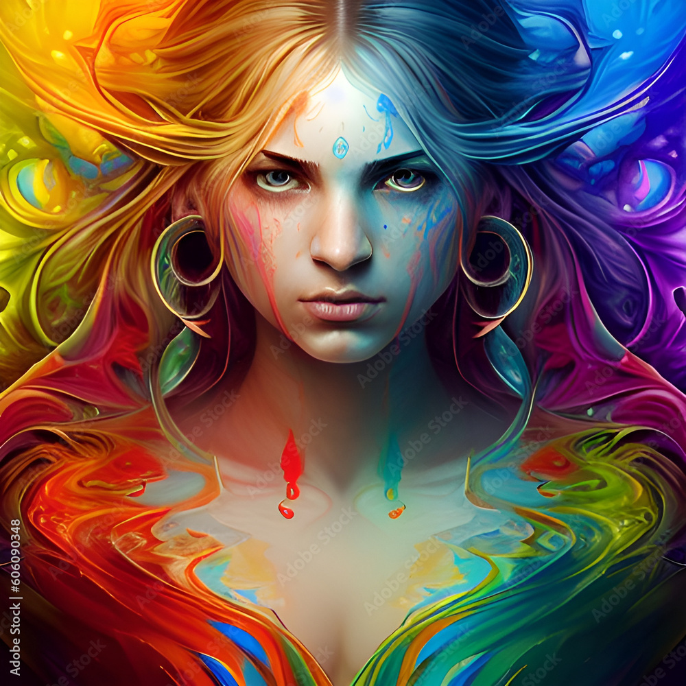 Chakra Female with Rainbow Paint no.2