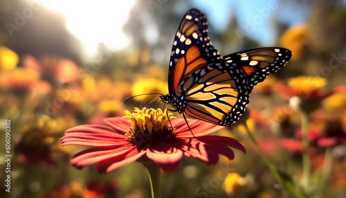 Vibrant butterfly on yellow flower in meadow generated by AI © Jeronimo Ramos