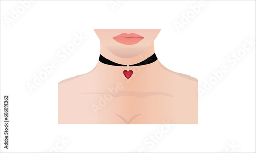 Lady With Beautiful Heart pendant choker necklace