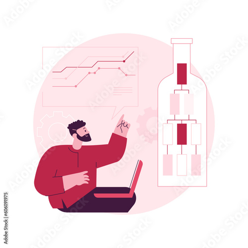 Bottleneck analysis abstract concept vector illustration. Visual management system, bottleneck analysis tool, bottlenecking control, workflow improvement, constraint method abstract metaphor.