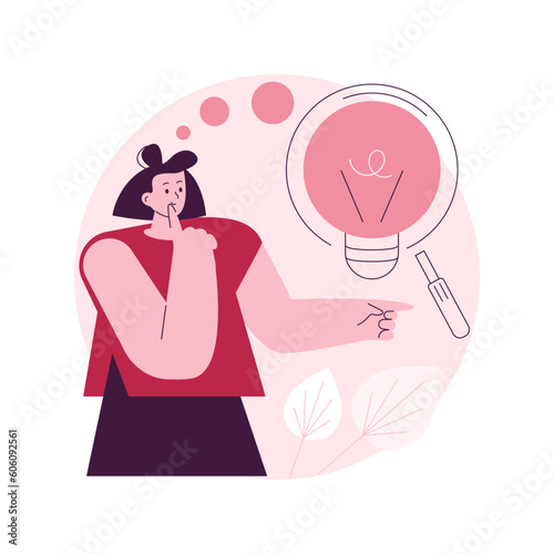 Thinking abstract concept vector illustration. Critical thinking, imagination, positive thought, brainstorming process, brain activity, finding solution, analyzing ability abstract metaphor.