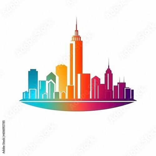 Modern iconic city logo on white background  created with generative AI