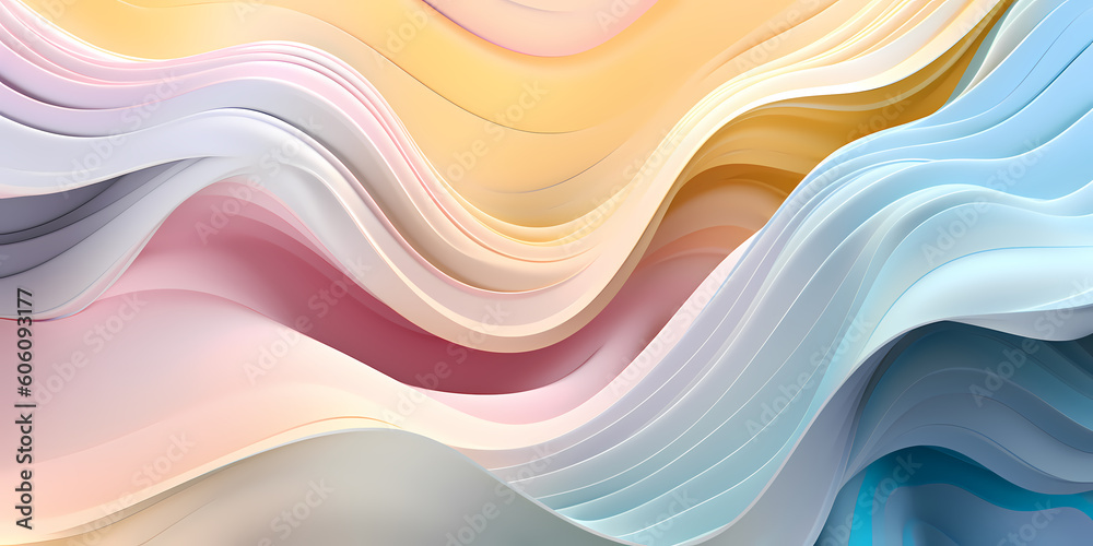Abstract background with layered pastel color waves - Modern design banner - Generative AI Abstract background with layered pastel color waves - Modern design banner - Generative AI