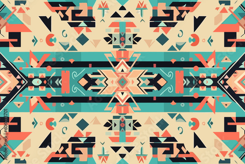 Aztec luxury Egyptian pattern, old antique tribal ethnic graphic line.