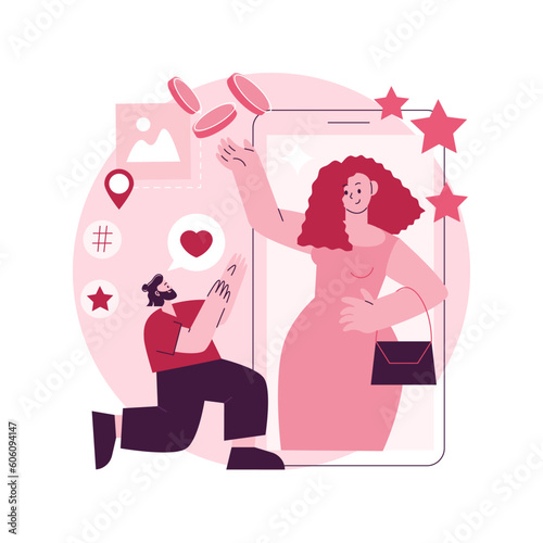 Social media star abstract concept vector illustration. Influencer, social media reach and engagement, celebrity account monetization, personal blog, star content creation abstract metaphor.