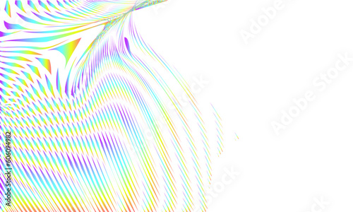 Copy space neon holographic abstract banner with linear optical illusion. Pastel banner background with moire effect. For your creative project design cover, book, printing, gift card, fashion.