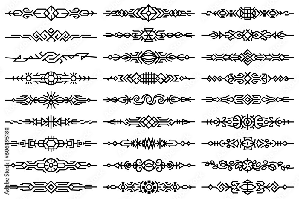 Pattern Separators Collection of abstract luxury boarders. Art deco set, vintage design ...