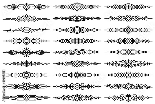 Collection of abstract luxury boarders. Art deco set, vintage design elements, patterns, text delimiters, paragraph separators, elegant, ornate dividers for your design projects.
