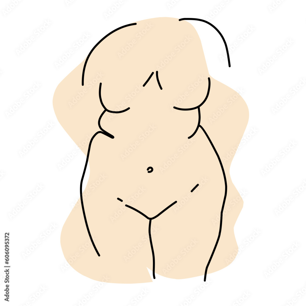 Abstract Female Body Line Parts , Isolated Feminine Girl Face 