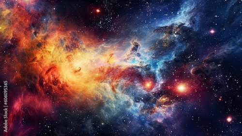 Universe Nebula Galaxies Space Background Banner. AI generative.