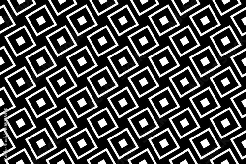 Seamless Geometric Diagonal Squares Pattern. Black and White Texture.