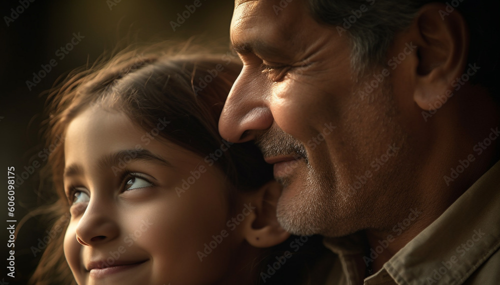 Smiling family embraces love and happiness outdoors generated by AI Smiling family embraces love and happiness outdoors generated by AI