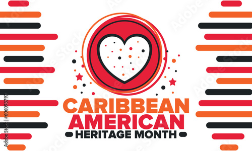 Caribbean American Heritage Month in June. Culture Month to the people of America. Celebrate annual with festival. Happy holiday. Poster, card, banner and background. Vector illustration