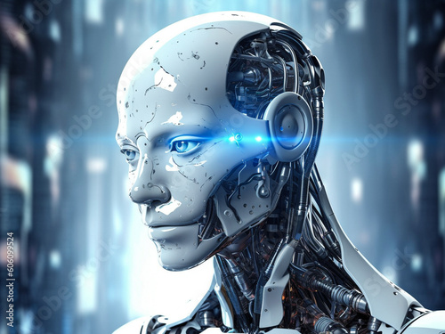 Advanced artificial intelligence for the futurist robot technology. modern, IoT, 5G. Generative Ai.