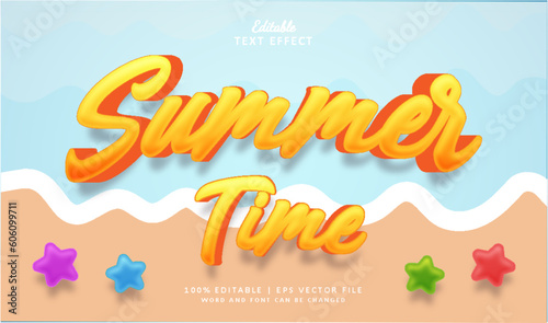 Summer time text effect. Editable text effect theme summer season.