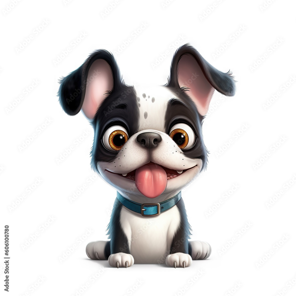 Cute Boston Terrier dog - generative AI, AI generated