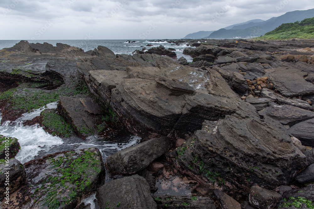 layer rock landscape coast view in shimen Taiwan