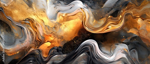 Wallpaper Mural Abstract liquid background featuring a metallic color penetration in motion. Gorgeous illustration, wallpaper texture. Generative AI.  Torontodigital.ca