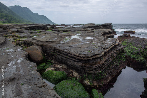 layer rock landscape coast view in shimen Taiwan photo