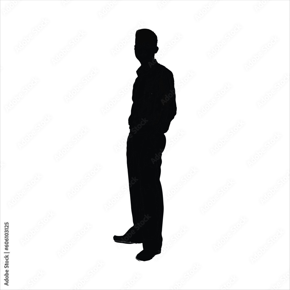 One standing man silhouette vector art.
