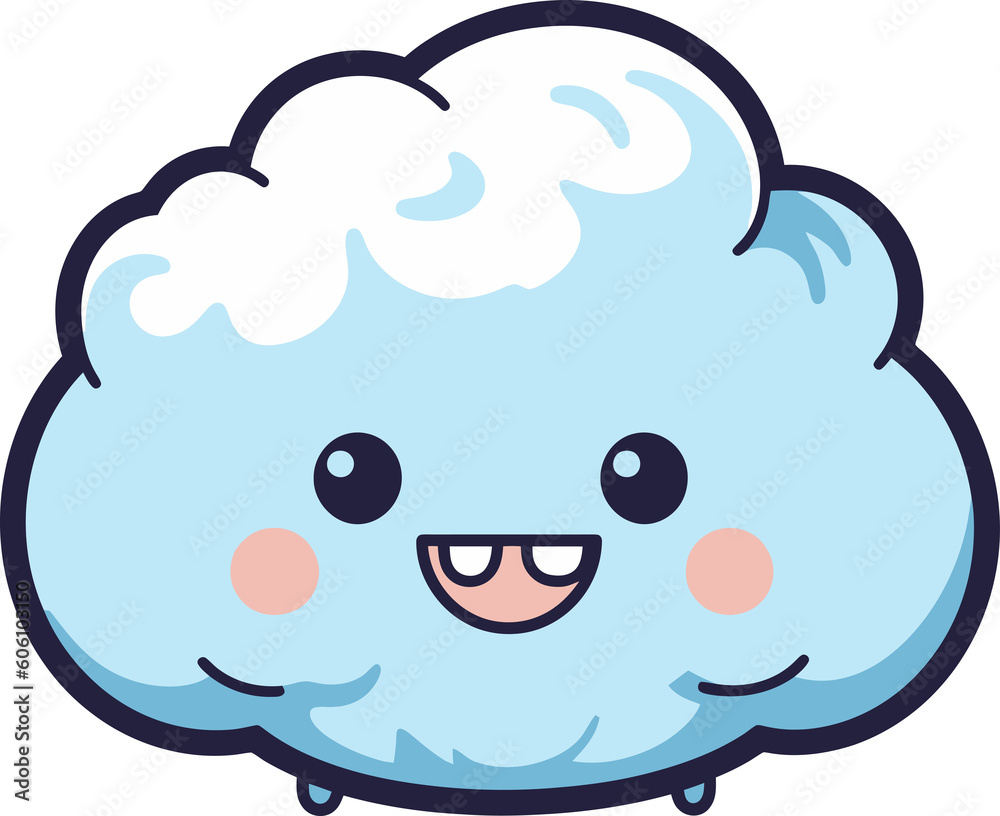 Smiling Sky Mascots, Kawaii Cloud Characters for Nursery Prints