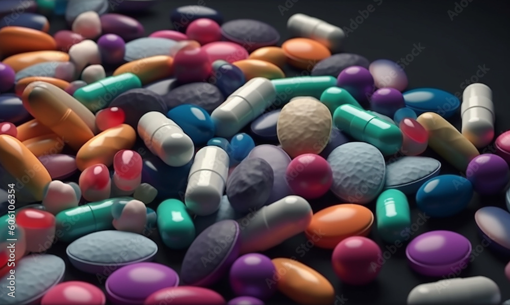 Generative AI - Background with many different medications Generative AI - Background with many different medications