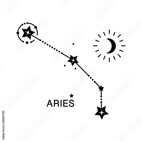 Zodiac signs illustration. Aries sign. Isolated on white background.