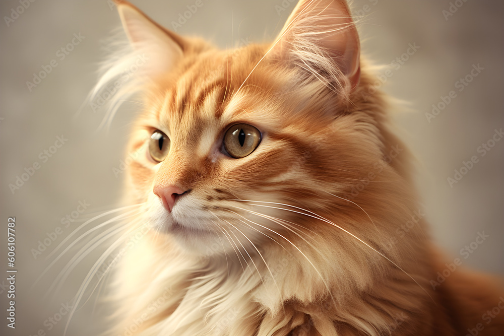 Ginger cat profile portrait studio shot