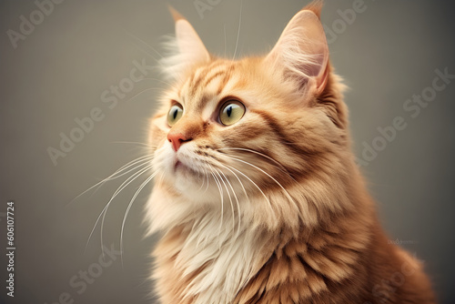Ginger cat portrait profile studio shot