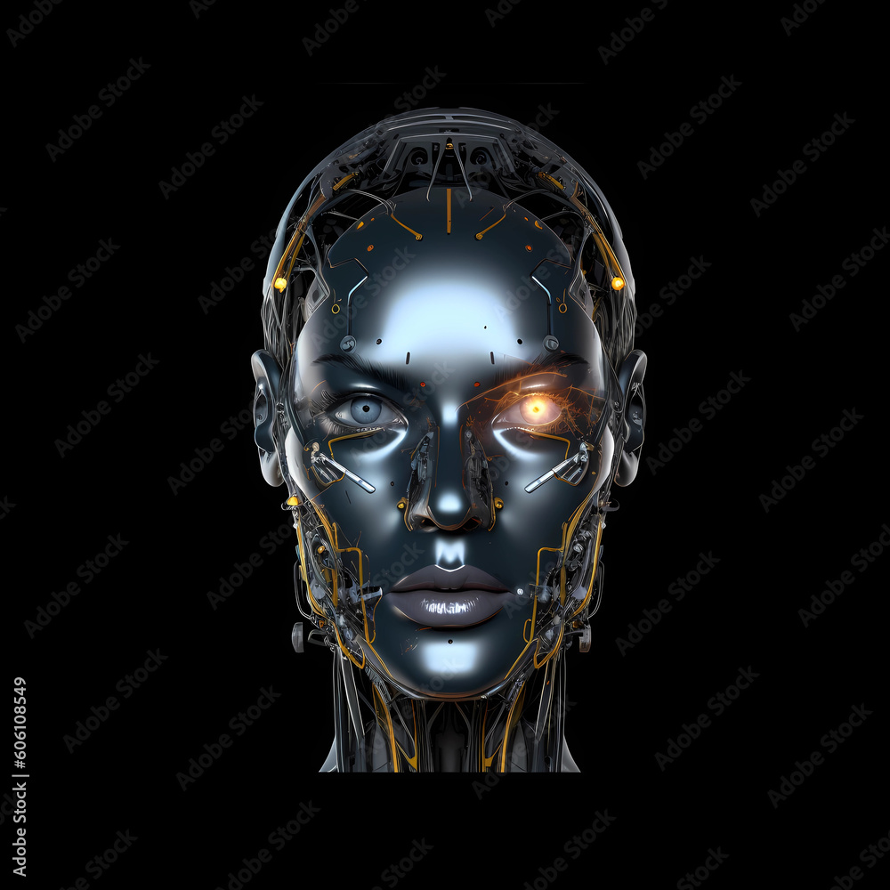 Half Human Half Cyborg, concept Generative AI Half Human Half Cyborg, concept Generative AI