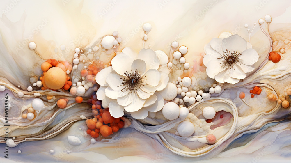 Floral abstract watercolor painting - generative AI, AI generated