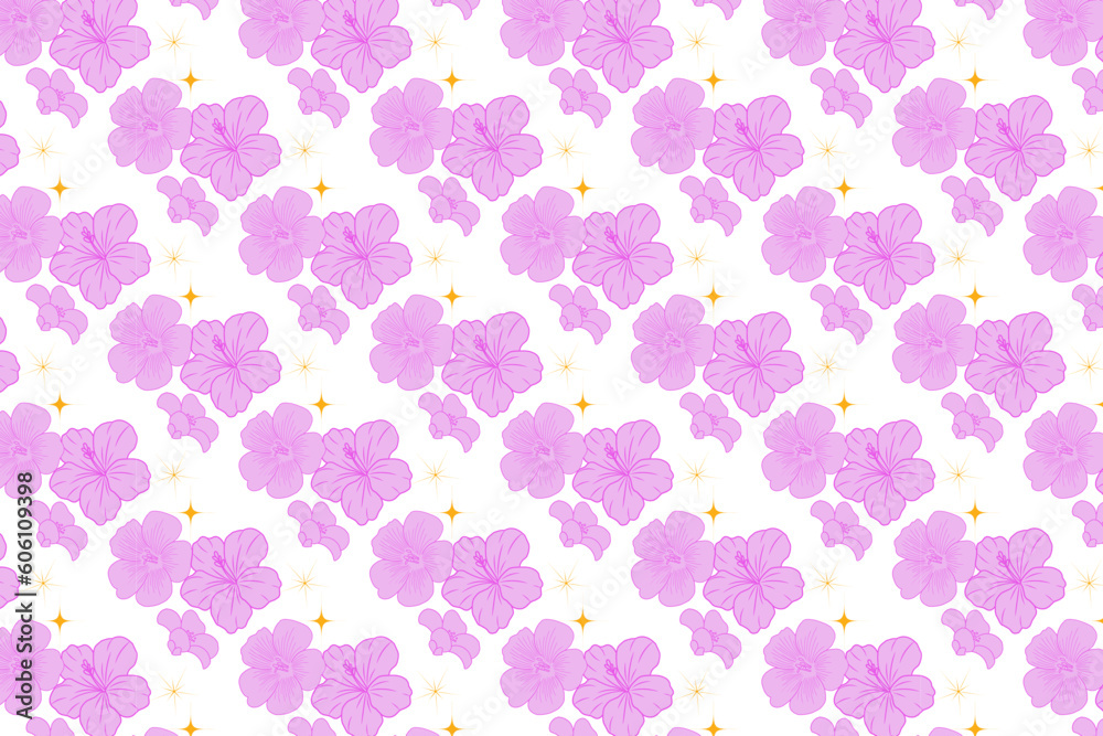 purple flowers seamless vector pattern on white background