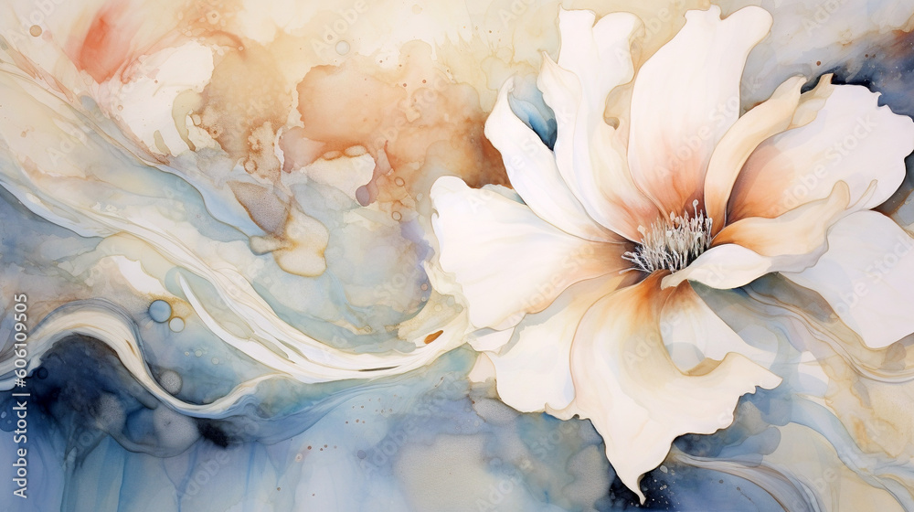 Floral abstract watercolor painting - generative AI, AI generated
