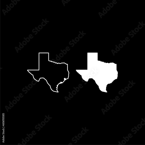 Black solid icon for texas country map region icon isolated on black background 