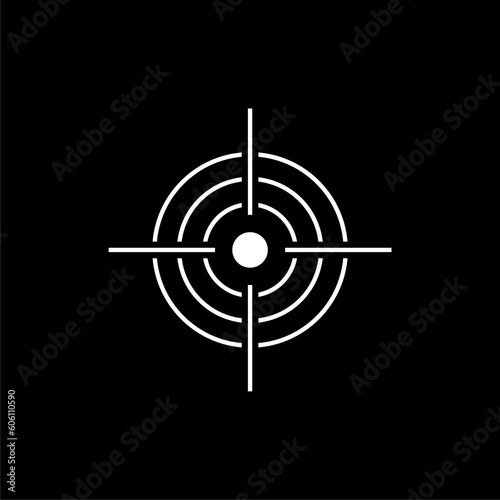 Abstract target icon isolated on black background 