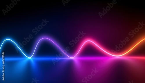 3d rendering, the abstract background of colorful neon wavy lines glowing in the dark. Modern simple wallpaper, generates ai