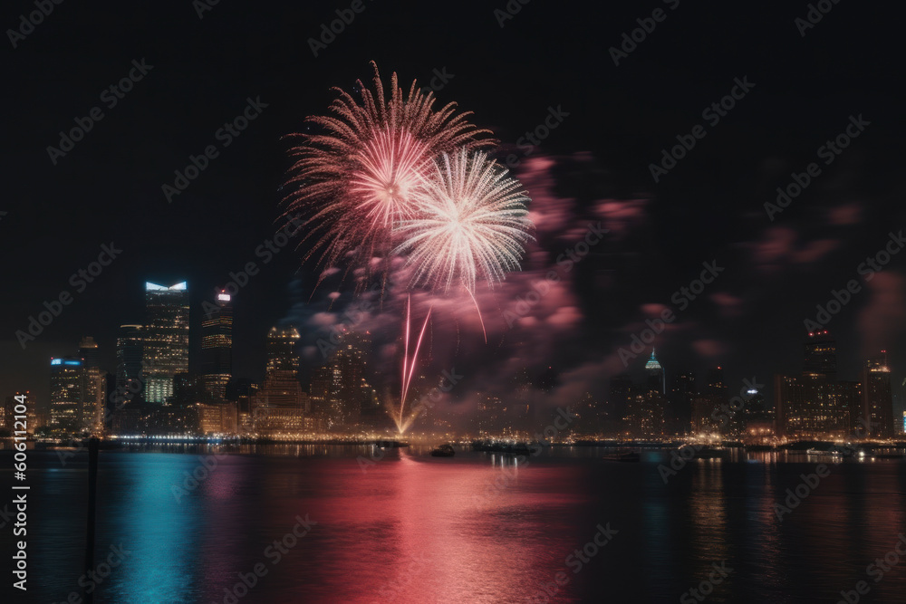 4th of July Extravaganza: Magnificent City Fireworks Display! Generated AI 4th of July Extravaganza: Magnificent City Fireworks Display! Generated AI