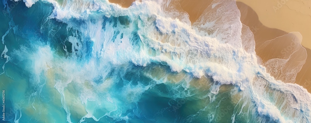 a birds-eye view of the beach a horizontal aerial coastline and a sea with aqua water waves without rocks, Abtract-themed, drone aerial, photorealistic illustrations in JPG. Generative AI a birds-eye view of the beach a horizontal aerial coastline and a sea with aqua water waves without rocks, Abtract-themed, drone aerial, photorealistic illustrations in JPG. Generative AI