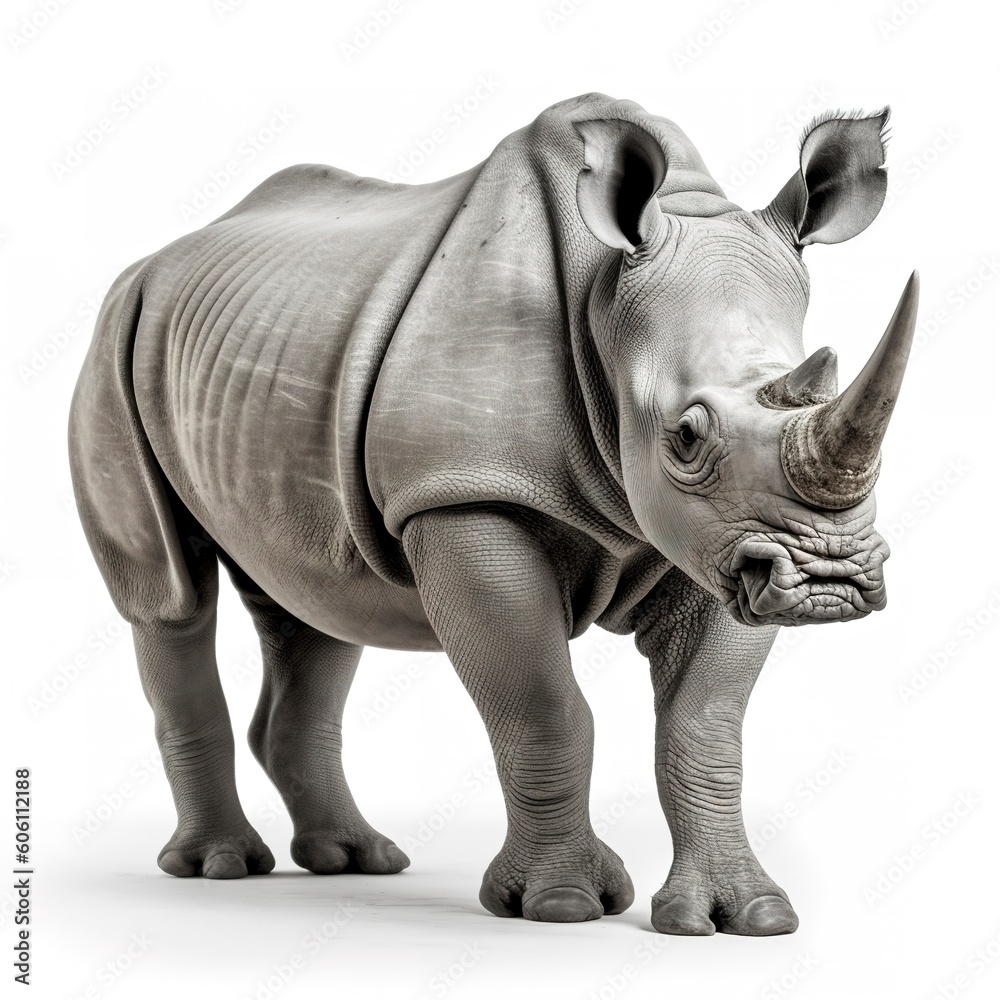 Fototapeta premium Adult rhino isolated on white background.