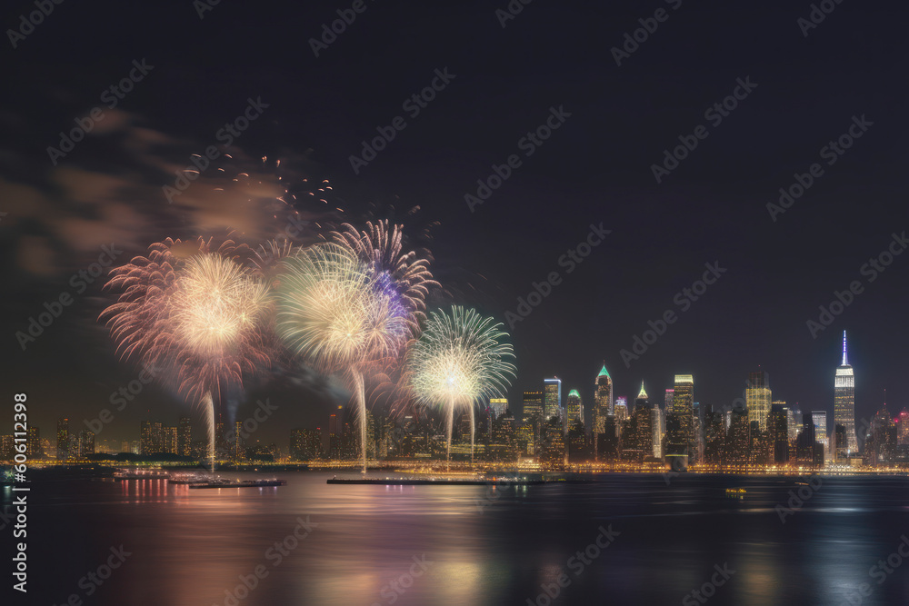 Spectacular City Fireworks on the 4th of July! Generated AI
