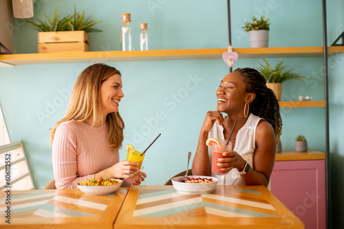 Young black and caucasian w...