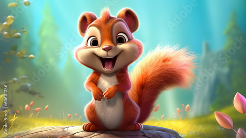 Adorable little cartoon squirrel - generative AI, AI generated © chris3d