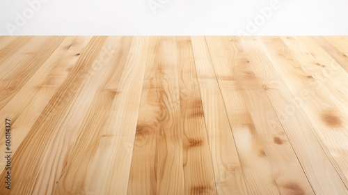 Empty wood table on isolated white background with display montage for product, generate ai