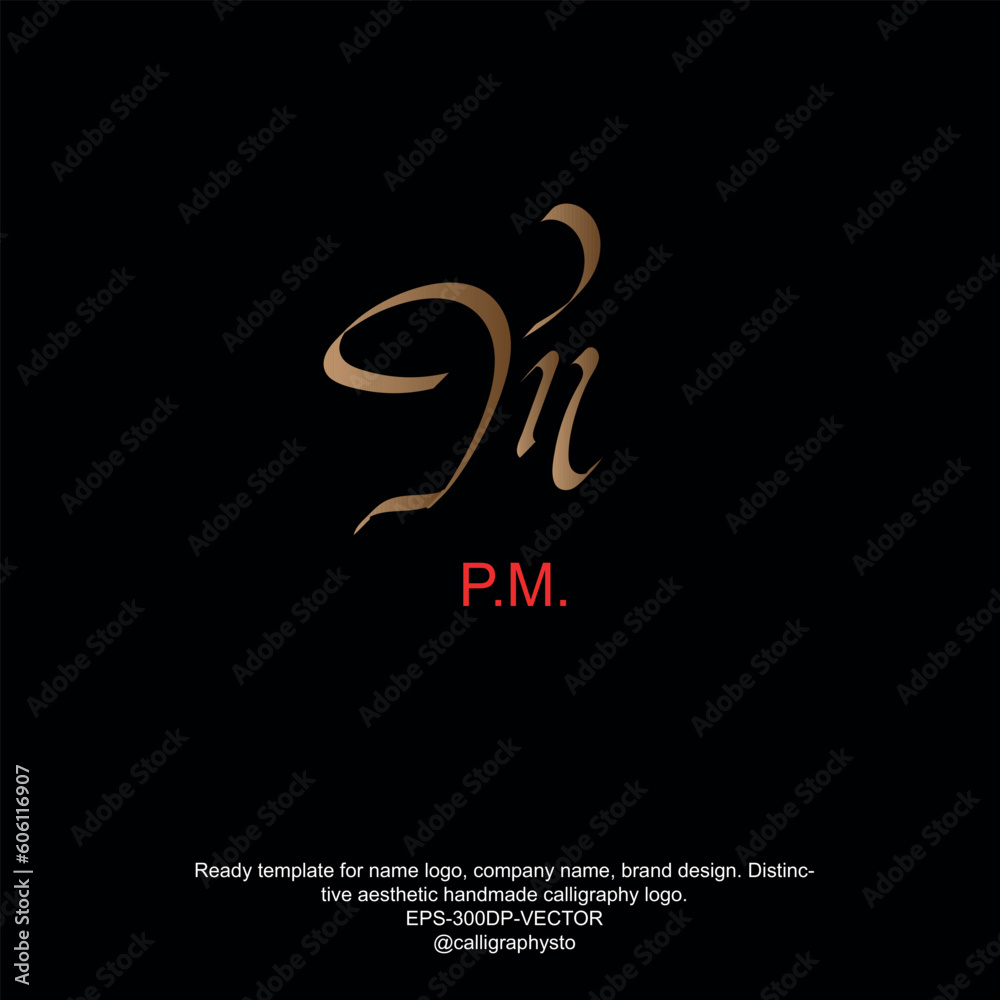 P.M. Letter Logo Design. Creative Modern Letters icon vector	 - obrazy, fototapety, plakaty 