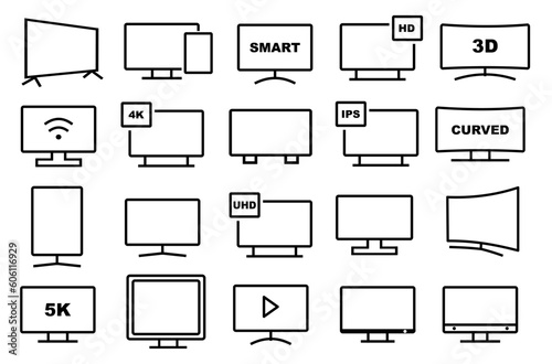 Screen Icons Set vector. Monitor Symbol illustration.  editable file. EPS