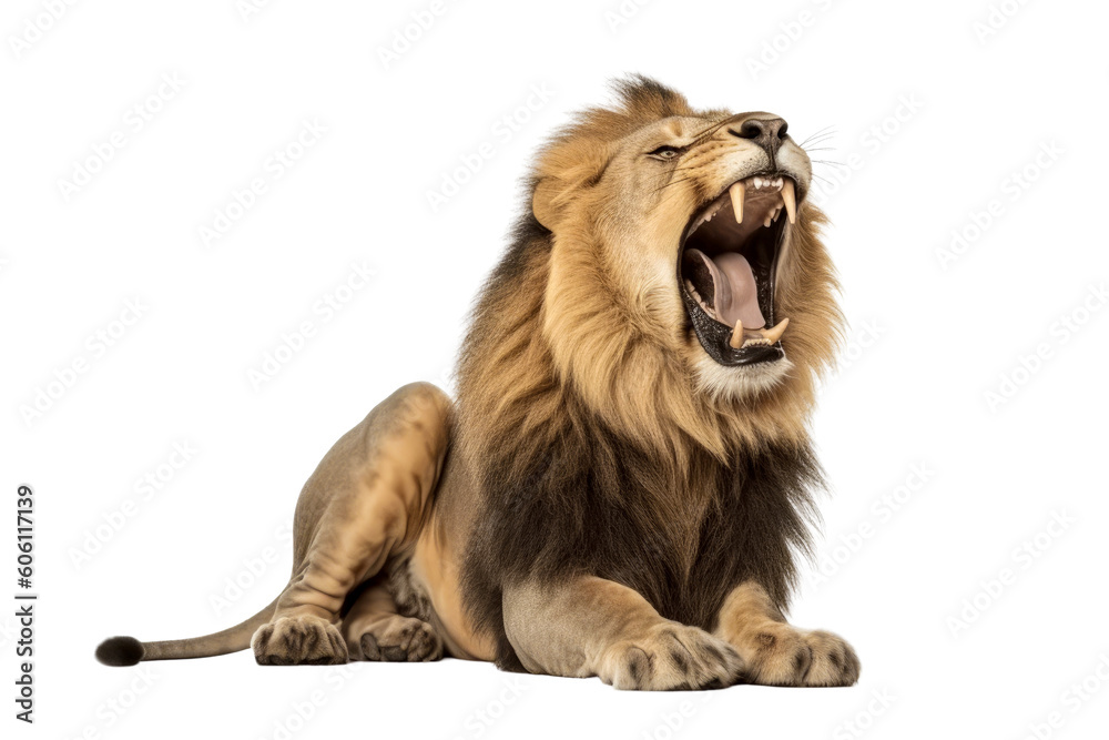 A roaring lion with transparent background. Generative AI