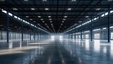 Warehouse or industry building interior. Generative AI