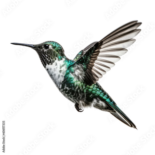 A hummingbird in flight with transparent background. Generative AI