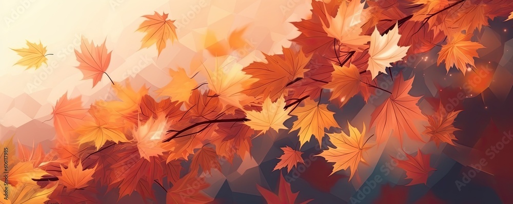 Abstract Background with Autumn Leaves in Rich Orange Generative AI illustrations Abstract Background with Autumn Leaves in Rich Orange Generative AI illustrations